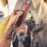 Sexy High Heels Sandals Shoes Woman Silver Rhinestone Wedding Shoes