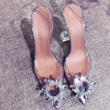 Sexy High Heels Sandals Shoes Woman Silver Rhinestone Wedding Shoes