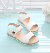 Women Sandals platform heel Leather hook loop metal Soft comfortable Wedge shoes