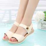 Women Sandals platform heel Leather hook loop metal Soft comfortable Wedge shoes