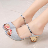 Metal Square Heel Women Sandals Women Heel Shoes