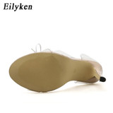 PVC Jelly Lace-Up Sandals Open Toed High Heels Sexy Women Transparent Heel Sandals