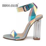 Women Sandals Shoes Celebrity Wearing Simple Style PVC Clear Transparent Sandals