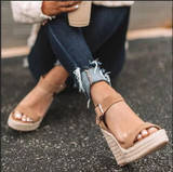 Women High Platform Heels Cozy Shoes Open Toe Elevator Wedge Sandal