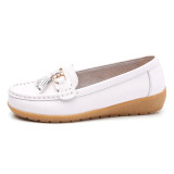 Women shoes mother shoes woman flats soft bottom genuine leather ladies ballet loafers