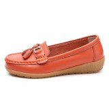 Women shoes mother shoes woman flats soft bottom genuine leather ladies ballet loafers