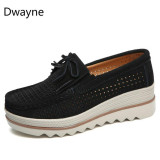 Women Flats Platform Loafers Ladies Elegant Genuine Leather Moccasins Shoes