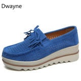 Women Flats Platform Loafers Ladies Elegant Genuine Leather Moccasins Shoes