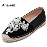 Women Loafer Round Toe Espadrilles Pearl Comfortable