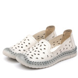 Genuine Leather  Women Flats Soft Breathable Hollow Out Elegant Loafers