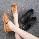 Genuine Leather  Women Flats Soft Breathable Hollow Out Elegant Loafers