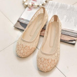 Women Ballet Shoes Flats Cut Out Leather Breathbale Moccains Women Boots