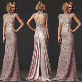 Cap Sleeves 2019 Mother Of The Bride Dresses Mermaid High Collar Lace Beaded Long Wedding Party Dress Mother Dress For Wedding Cap Sleeves 2019 Mother Of The Bride Dresses Mermaid High Collar Lace Beaded Long Wedding Party Dress Mother Dress For Wedding