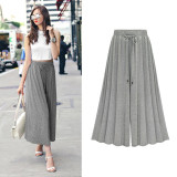 Women Cotton Modal Wide-legged Pants Skirt Loose Leisure Pleated Elastic Waist Pants Skirtpants Plus Size 5XL 6XL Female Trouser