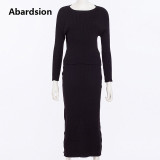 Abardsion Two Piece Set Women Knitted Sweater Suit Long Sleeve Pullovers Autumn Winter Warm 2 Piece Bodycon Midi Skirt Outfits Abardsion Two Piece Set Women Knitted Sweater Suit Long Sleeve Pullovers Autumn Winter Warm 2 Piece Bodycon Midi Skirt Outfits