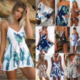 2019 Summer Women Beach Jumpsuit Plus size Print Romper Sleeveless Off Shoulder Short Overalls Backless Sexy Playsuit For Female 2019 Summer Women Beach Jumpsuit Plus size Print Romper Sleeveless Off Shoulder Short Overalls Backless Sexy Playsuit For Female