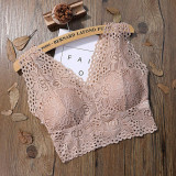 Women Floral Camis Sexy Lace Bralette Bustier Crop Top Sheer Mesh Triangle padded Bra 2019