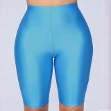 NewAsia Neon Biker Shorts Women 2019 New Solid Color Spandex Elastic High Waist Shorts Pink Sexy Bodycon Summer Shorts Black Red