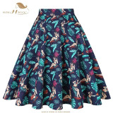 SISHION Black Summer Skirt High Waist Plus Size Floral Print Polka Dot Ladies Plaid Women Skirt Swing Vintage Skirts Womens