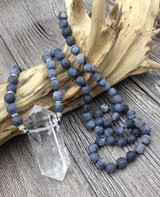Quartz With Dragon Agate Mala Bead Necklace