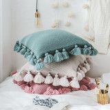 Solid Color Fringe Side Pillow Nordic Ins Style Wool Lantern Ball Pillow Creative Office Home Soft Sofa Cushion