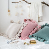 Solid Color Fringe Side Pillow Nordic Ins Style Wool Lantern Ball Pillow Creative Office Home Soft Sofa Cushion