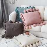 Solid Color Fringe Side Pillow Nordic Ins Style Wool Lantern Ball Pillow Creative Office Home Soft Sofa Cushion