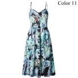 Women's Summer Dress Button Decorated Print Dress Women's Summer Dress Button Decorated Print Dress