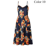 Women's Summer Dress Button Decorated Print Dress Women's Summer Dress Button Decorated Print Dress