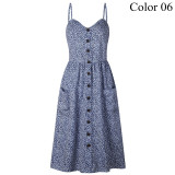 Women's Summer Dress Button Decorated Print Dress Women's Summer Dress Button Decorated Print Dress