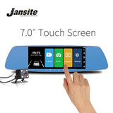 Jansite 7 Inch Touch Screen  Car DVR Dual Lens Camera Rearview Mirror Video Recorder Dash Cam Auto Camera Portable Recorder
