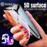 TOMKAS 5D Glass For iPhone XS Max XR Tempered Glass Full Cover Edge Screen Protector