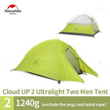 Naturehike Green Tent 20D Silicone Fabric Ultralight 2 Person Double Layers Aluminum Rod Camping Tent 4 Season With Mat