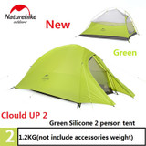 Naturehike Green Tent 20D Silicone Fabric Ultralight 2 Person Double Layers Aluminum Rod Camping Tent 4 Season With Mat