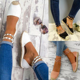 Plain  Flat  Ankle Strap  Round Toe  Casual Date Flat  Socofy  Sandals