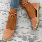 Plain  Flat  Ankle Strap  Round Toe  Casual Date Flat  Socofy  Sandals