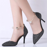 Stiletto  High Heeled  Ankle Strap  Point Toe  Date Event Pumps