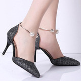 Stiletto  High Heeled  Ankle Strap  Point Toe  Date Event Pumps