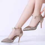 Stiletto  High Heeled  Ankle Strap  Point Toe  Date Event Pumps