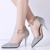 Stiletto  High Heeled  Ankle Strap  Point Toe  Date Event Pumps