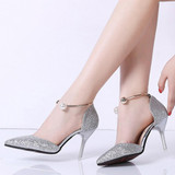 Stiletto  High Heeled  Ankle Strap  Point Toe  Date Event Pumps