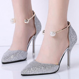 Stiletto  High Heeled  Ankle Strap  Point Toe  Date Event Pumps