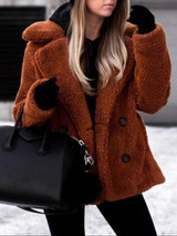 Women's Fashion Loose Plush Lapel Cardigan
