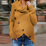 Maternity High Neck Pure Color Button Sweater
