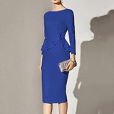 Boat Neck  Plain Bodycon Dress