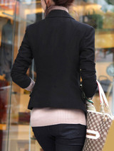 Basic Black Notch Lapel Single Button Blazer