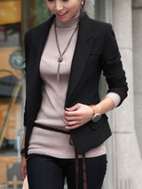 Basic Black Notch Lapel Single Button Blazer