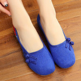 Embroidery  Mid Heeled  Blend  Round Toe  Casual Flat & Loafers