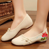 Embroidery  Mid Heeled  Blend  Round Toe  Casual Flat & Loafers