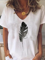 Casual Round Neck Short Sleeve Printed Colour Loose T-Shirt Casual Round Neck Short Sleeve Printed Colour Loose T-Shirt